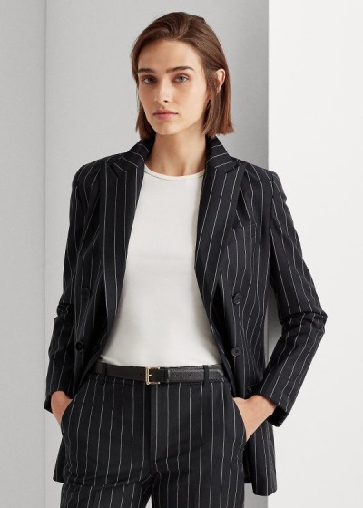 Blazer Ralph Lauren Mujer Negros / Blancos - Wool-Blend Crepe - RPKWG9250